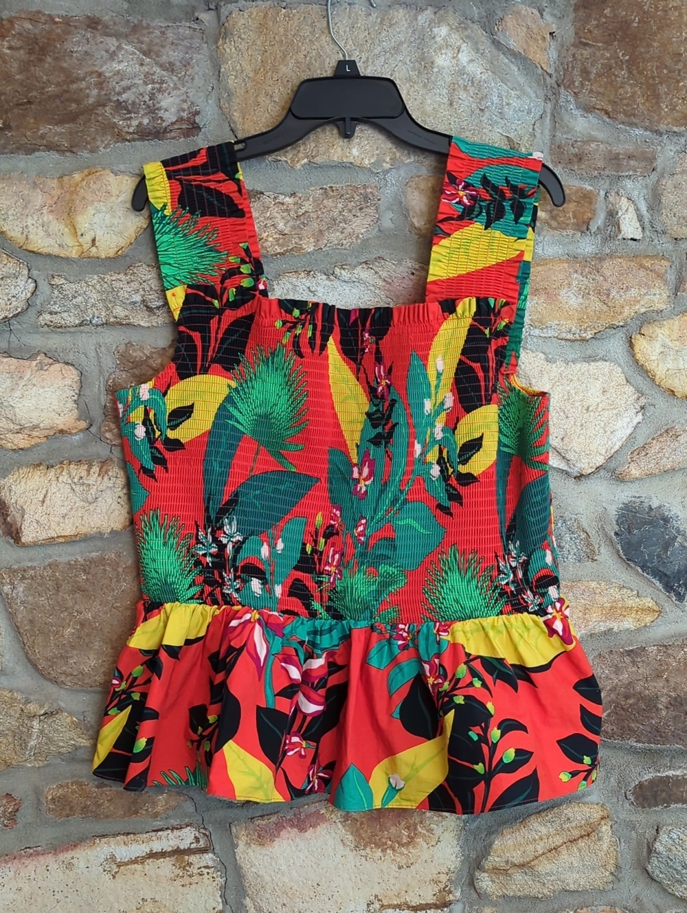 INC International Concepts Red Tropical Floral Peplum Camisole